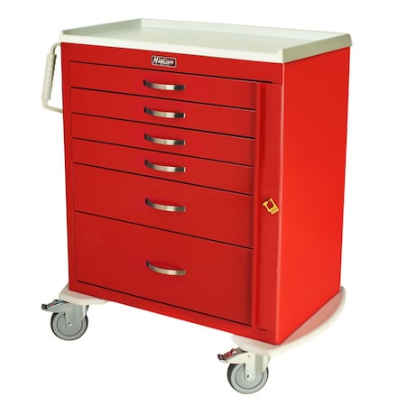 M-Series Carts 6 Drawer Steel Emergency Cart w/BA Lock MDS3027B06